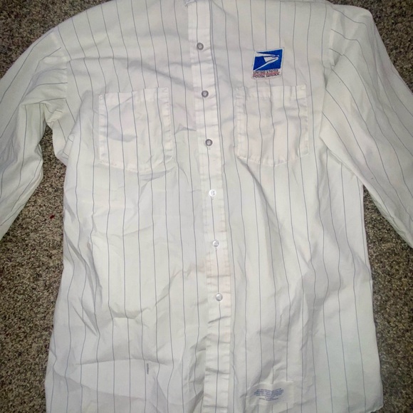 USPS BUTTON DOWN PINSTRIPE DRESS UNIFORM SHIRT - Picture 2 of 9